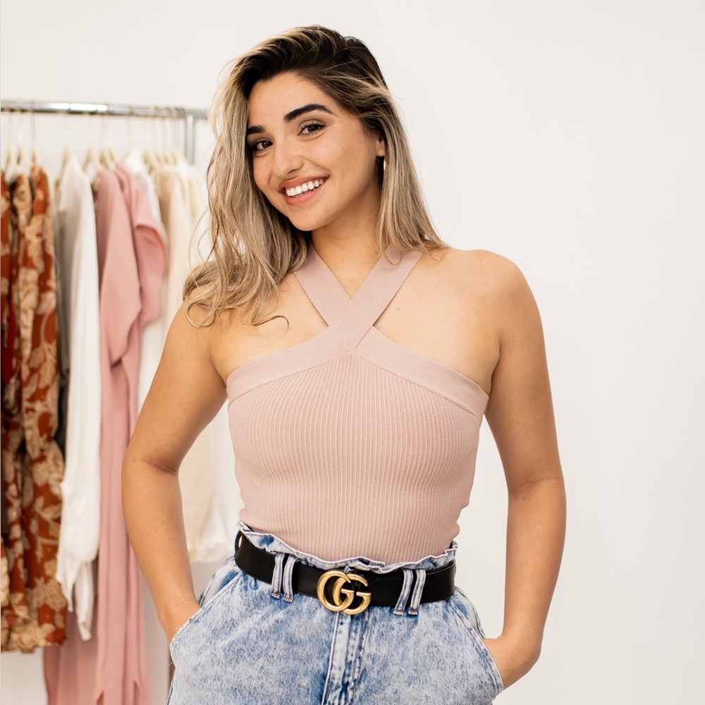Allie Rose Dusty Pink Ribbed Top
